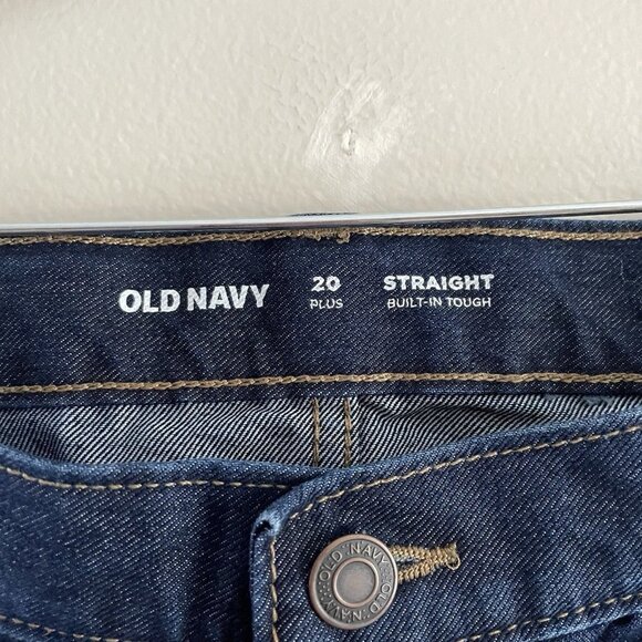 Old Navy Boys 20 Plus Blue Dark Wash Straight Built-In Tough 5 Pocket Jeans NWT - Picture 6 of 9